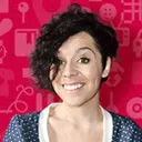 Smiling woman with curly hair