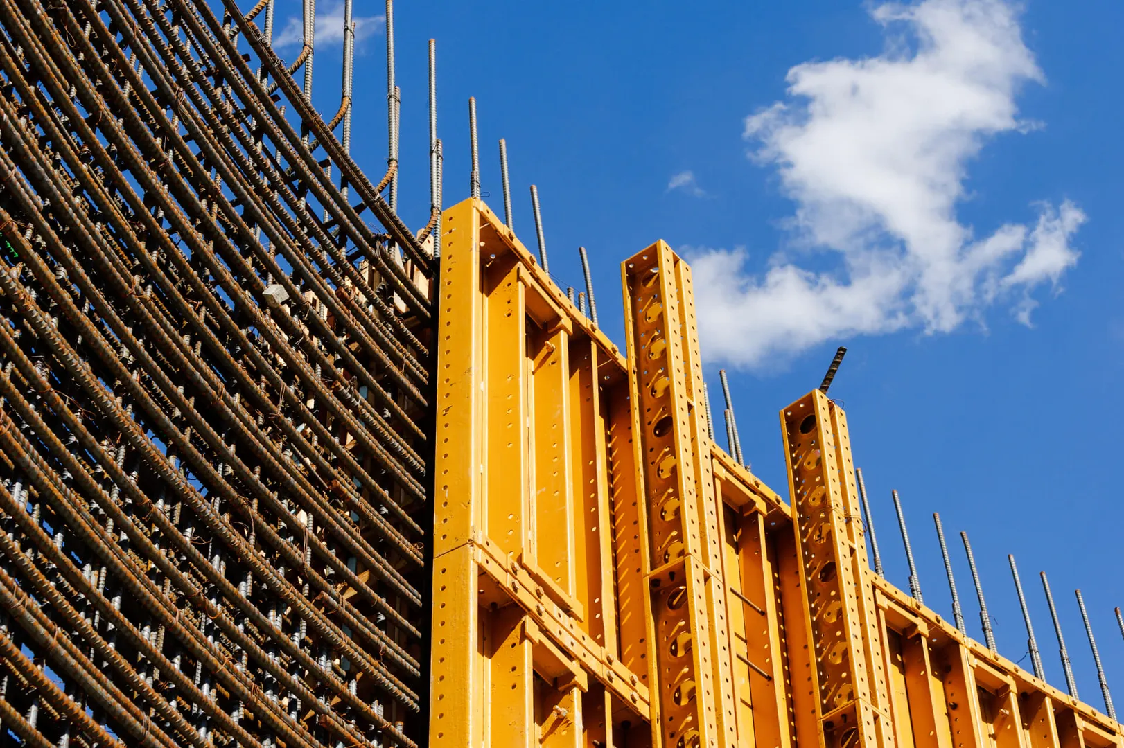 Construction framework with blue sky background